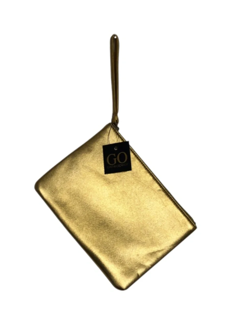 Cynthia Rowley Metallic Gold Flat Pouch | Tech Accessory Bag | Cosmetic Bag